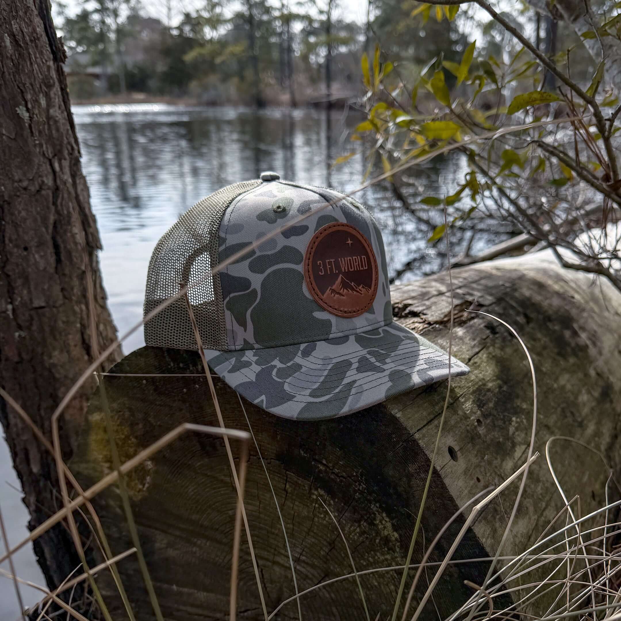 Richardson 112 Duck Camo Trucker Hat | 3FT World Leather Patch Cap